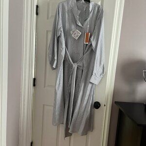 LOEWE Shirt Blue Striped Silk Dress